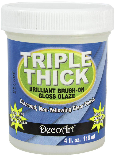 DecoArt TG01-10 Triple Thick Gloss Glaze, 4-Ounce Triple Thick Gloss Glaze (Jar), White...
