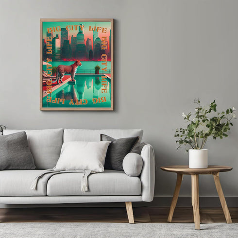 Posterizer 1 pcs-Trippy Big City Life-Tiger Print-Adventure Wall Art-GIft for Men Women Teens-Decor for Home & Office- unframed wall art...