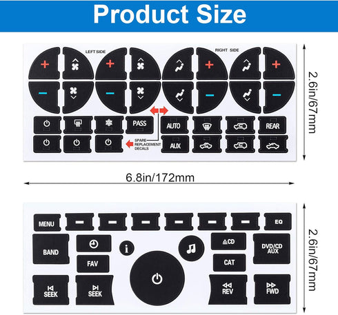 PAGOW 8 Sheets Replacement AC Dash Button Repair Sticker for Chevy SUV Fixing Ruined Faded Control Radio Decal Truck Accessories,2 Styles...