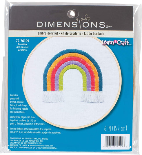DIMENSIONS 72-76109 Rainbow Needlepoint Embroidery Kit with 6'' Bamboo Hoop......