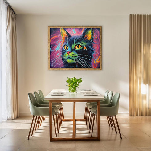 Posterizer 1 pcs- Abstract art, beautiful cat with a purple background-Art for Animal Lovers-Abstract & Modern Art- Gift for Men Women Teens-Decor...