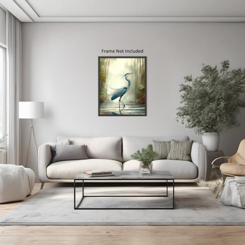 Posterizer 1 pcs-detailed depiction of a blue heron bird -3-Art for Animal Lovers Gift for Art Lovers Decorations for Bedroom, Office, Living Room...