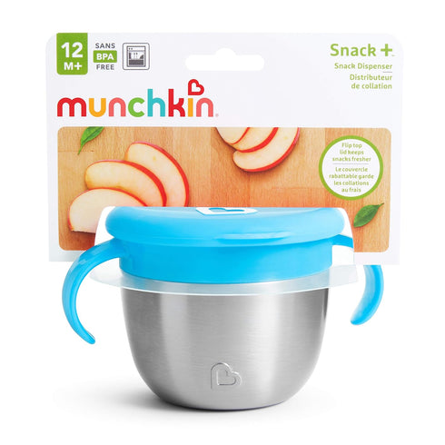 Munchkin® Snack+™ Stainless Steel Snack Catcher Cup with Lid, 9 Ounce, Blue, 1 Pack...