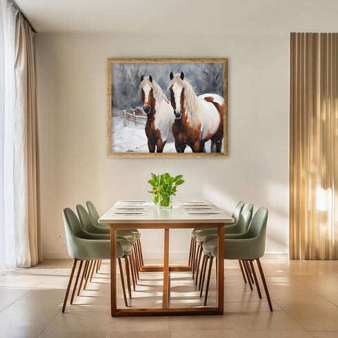 Posterizer 1 pcs-majestic horse in snowy winter scene-oil painting style-3-Art for Animal Lovers-Landscape & Nature Art-Decor for Home & Office- u...