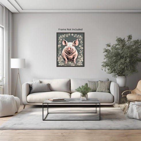 Posterizer 1 pcs- Cute pig with a gray background-Art for Animal Lovers-Abstract & Modern Art- Gift for Men Women Entrepreneur Teens-Living Room B...
