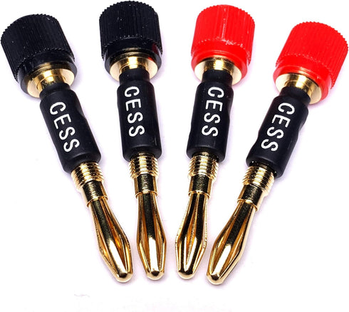 CNCESS CESS-061 Spade Fork Binding Post to Banana Plugs Amp Speaker Adapter, 4 Pack...