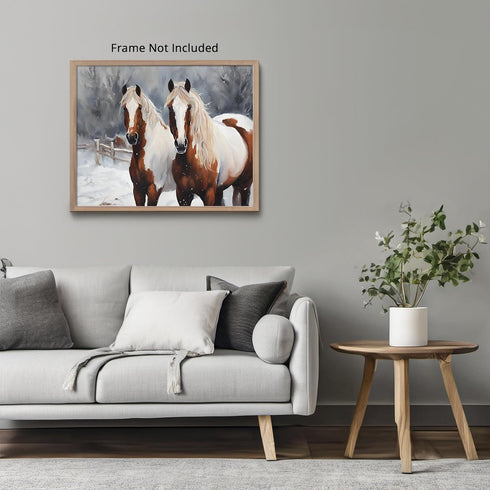 Posterizer 1 pcs-majestic horse in snowy winter scene-oil painting style-3-Art for Animal Lovers-Landscape & Nature Art-Decor for Home & Office- u...