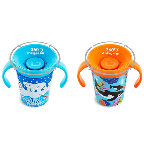 Munchkin® Miracle® 360 Wildlove Sippy Cup, 6 Oz, 2 Pack, Orca/Polar Bear...