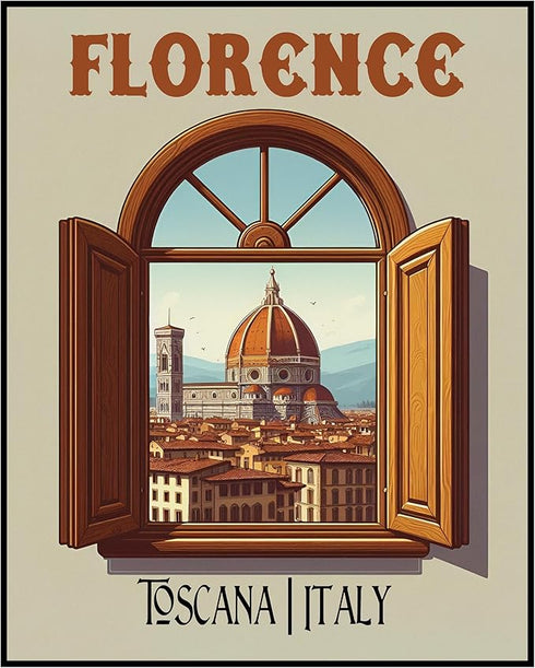 Posterizer 1 pcs-Florence Toscana, Italy Travel Print-Adventure Wall Art-GIft for Men Women Teens-Decor for Home & Office- unframed wall art...