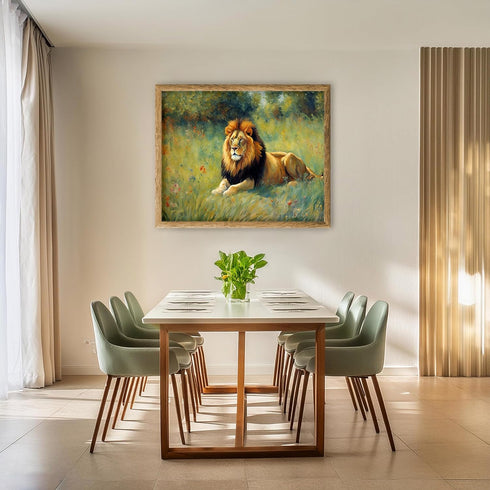 Posterizer 1 pcs- beautiful majectic lion in oil painting style-Art for Animal Lovers-Landscape & Nature Art- Living Room Bedroom Decor- unframed ...