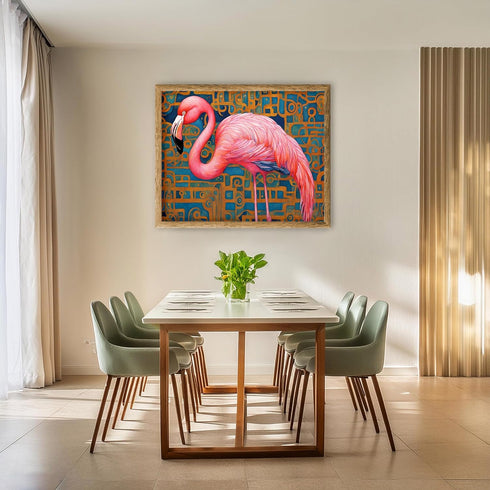 Posterizer 1 pcs- pretty pink flamingo with mosaic background-Art for Animal Lovers- Living Room Bedroom Decor- unframed wall art...
