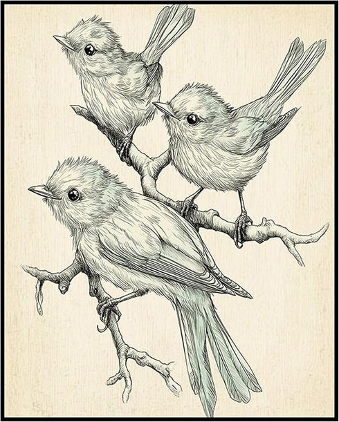 Posterizer 1 pcs-cute little birds on a branch serene scene poster -4-Art for Animal Lovers Gift for Men Women Teens Decor for Home & Office- unfr...