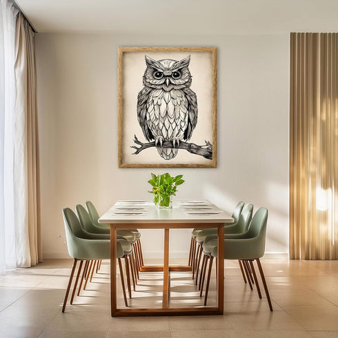 Posterizer 1 pcs- an owl sitting on a tree-Art for Animal Lovers-Abstract & Modern Art- Gift for Men Women Entrepreneur Teens-Living Room Bedroom ...