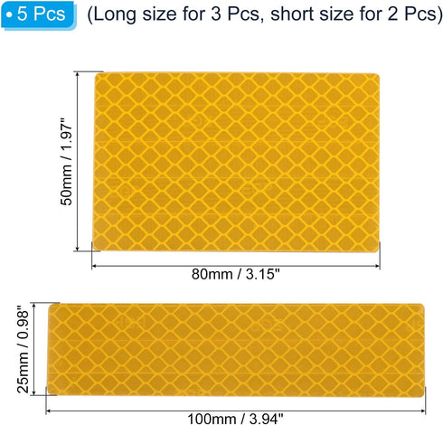 PATIKIL Reflective Patch 1"x4" 2"x3", 5 Pcs Hook & Loop Fastener Safety Appliques for Night Sportsperson Worker Hiker, Dark Yellow...