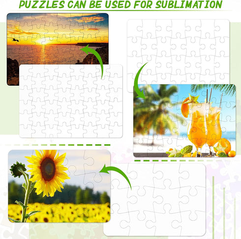 10 Sets Blank Sublimation Puzzle Jigsaw for Kids Rectangle Heart Shaped White DIY Custom Puzzle Heat Press Thermal Transfer Puzzle Pearl Puzzle Bl...