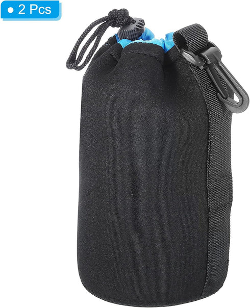 PATIKIL Camera Lens Bag, 2 Pcs 3.9" IDx7.1 H Drawstring Lens Pouch with Thick Protective Neoprene, Lens Case for DSLR Camera Lens, Water Coffee Cu...