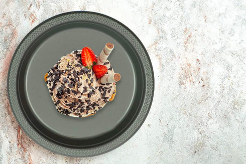 DecorRack 10 Large Plastic Plates, 9 inch Dinner Plates, Disposable Tableware for Kids Birthday Party, Silver (Pack of 10)...