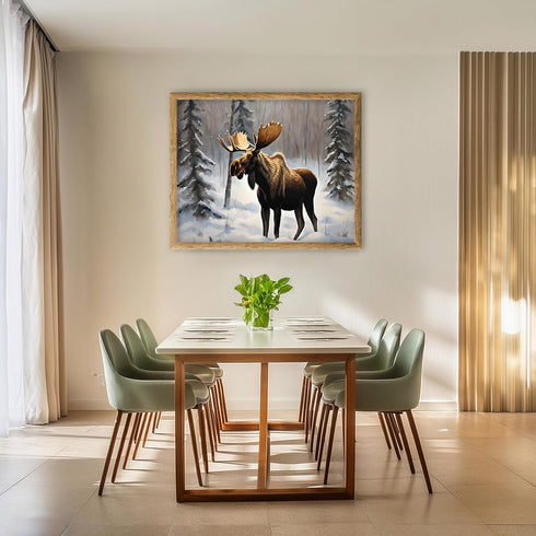Posterizer 1 pcs-beautiful moose in snowy winter nature 1-Art for Animal Lovers-Landscape & Nature Art-Decor for Home & Office- unframed wall art...