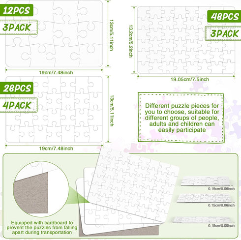 10 Sets Blank Sublimation Puzzle Jigsaw for Kids Rectangle Heart Shaped White DIY Custom Puzzle Heat Press Thermal Transfer Puzzle Pearl Puzzle Bl...