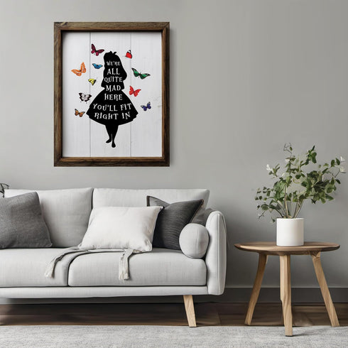 Posterizer 1 pcs-we're all mad in here-Alice in Wonderland quotes-Movie & Cinema Art-Gift for movie lovers-Gift for Men Women Entrepreneur Teens- ...