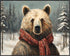 Posterizer 1 pcs-oil painting style-bear in snowy winter-Art for Animal Lovers-Landscape & Nature Art-Decor for Home & Office- unframed wall art...