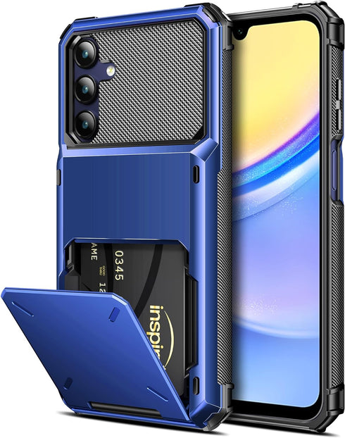 COOYA for Samsung Galaxy A15 Case Wallet 5 Credit Card Holder ID Slot Flip Cover Galaxy A15 Wallet Case Back Pocket Dual Layer Protective Hard She...