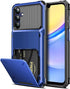 COOYA for Samsung Galaxy A15 Case Wallet 5 Credit Card Holder ID Slot Flip Cover Galaxy A15 Wallet Case Back Pocket Dual Layer Protective Hard She...
