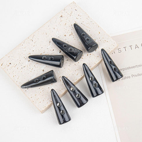 AUEAR, 10 Pack Black Resin Toggle Buttons Horn Tooth Shape Two Holes for Sewing DIY Accessories...