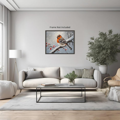 Posterizer 1 pcs-cute little bird in snowy winter scene -6-Art for Animal Lovers-Landscape & Nature Art-Decor for Home & Office- unframed wall art...