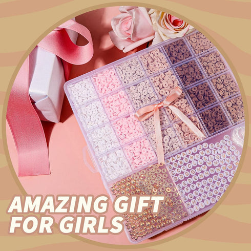 LEOBRO 3908PCS Clay Beads Bracelet Making Kit, Bracelet Beads Bracelet Kit, Clay Bead Gold Beads Letter Beads for Bracelet Friendship Bracelets Je...