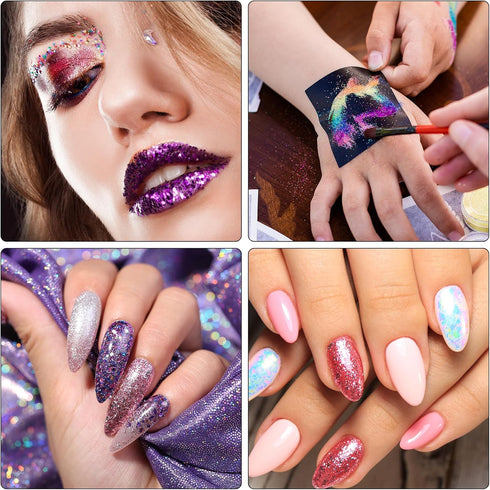 PATIKIL Holographic Chunky Glitter Set, 12 Jars 240g/8.47oz Resin Sparkle Sequins Glitter Powder Bulk for Art Crafts Scrapbooking Body Nail Decora...