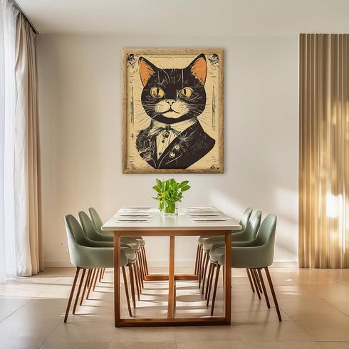 Posterizer 1 pcs-cute retro themed cat in clothes 3-Art for Animal Lovers-Retro Art-Decor for Home & Office- unframed wall art...