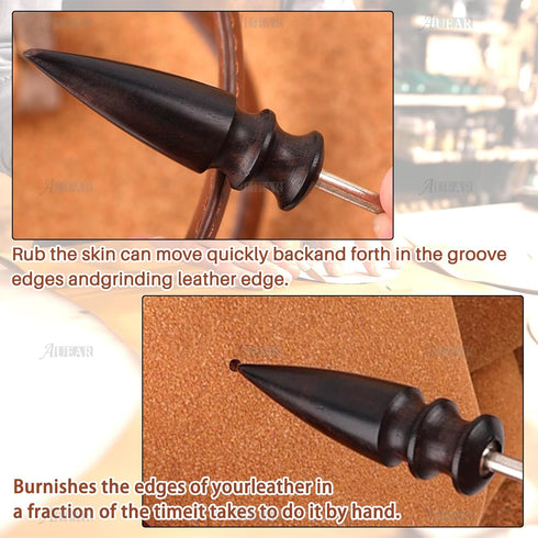 AUEAR, 2 Pack Leather Burnished Bits for Rotary Burnisher Tools PU Burnishing Tips Clean Edges of DIY Crafts Projects...