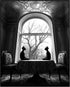 Posterizer 1 pcs-mysterious gothic house-black cats sitting on the table 3-Art for Animal Lovers-Gothic Art-Living Room Bedroom Decor- unframed wa...