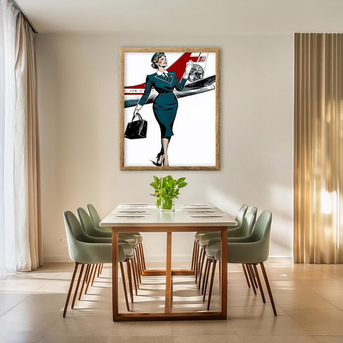 Posterizer 1 pcs-retro style flight attendant minimal art 2-Adventure Wall Art-Retro Art-Living Room Bedroom Decor- unframed wall art...