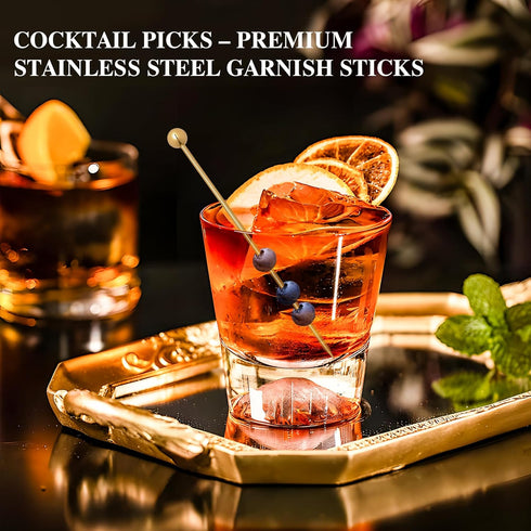I-MART 15 Pack Stainless Steel Cocktail Picks Martini Olive Skewers, Reusable Metal Garnish Sticks for Drinks, Appetizers, Bloody Mary, Olives, Ci...