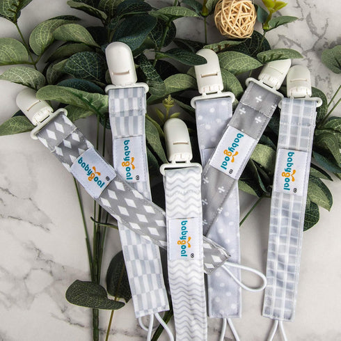 Babygoal Neutral Grey Pacifier Clips, 6 Pack Binky Paci Holder Clip and Leash for Babies Boys and Girls Fits for Most Pacifier, Binkie Styles & Ba...