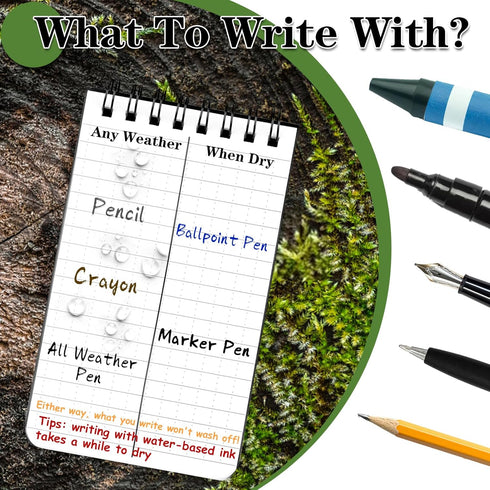 Waterproof Notebook, 4 Pack Top-Spiral Pocket Notepad, 3" x 5" Weatherproof NotePad, All Weather Police Pocket Notebook Little Memo Steno Note Pad...