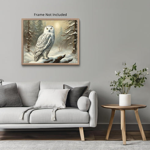 Posterizer 1 pcs-snowy winter scene of a white owl-oil painting style 7-Art for Animal Lovers-Landscape & Nature Art-Decor for Home & Office- unfr...