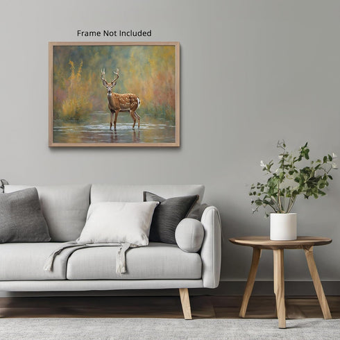 Posterizer 1 pcs- majestic deer having a stroll in nature-Art for Animal Lovers-Landscape & Nature Art- Living Room Bedroom Decor- unframed wall a...