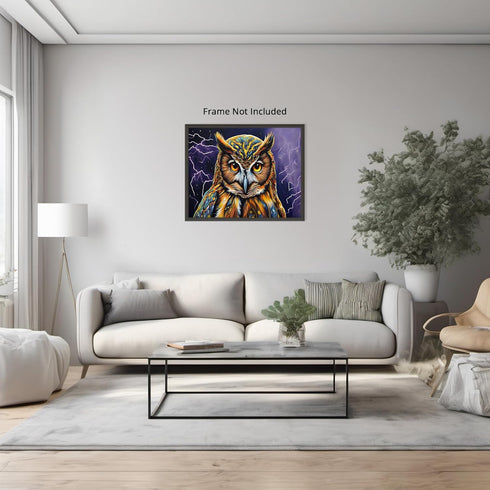 Posterizer 1 pcs- Abstract print of an owl with a background of Thunder-Art for Animal Lovers-Abstract & Modern Art- Gift for Men Women Teens-Deco...