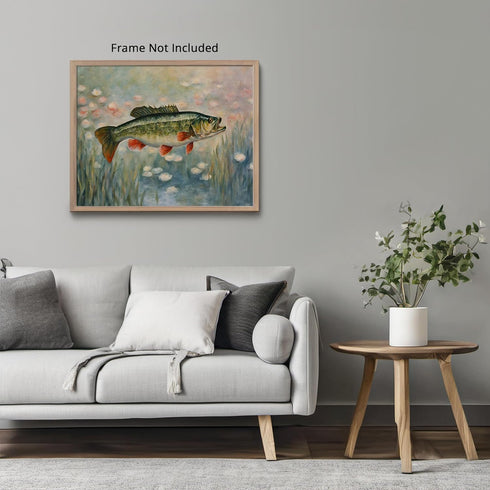 Posterizer 1 pcs- cute bass fish with nature background-Art for Animal Lovers-Landscape & Nature Art- Living Room Bedroom Decor- unframed wall art...