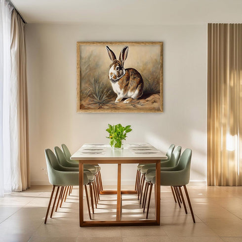 Posterizer 1 pcs- Brown and white rabbit oil painting style-Art for Animal Lovers- Gift for Men Women Entrepreneur Teens-Decor for Home & Office- ...