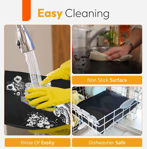 Oven Liners for Bottom of Electric Gas Oven Reusable - 4 Pack Large Heavy Duty Nonstick Teflon Range Mat 17"x 25" - Stove Floor Protector Liner Ea...