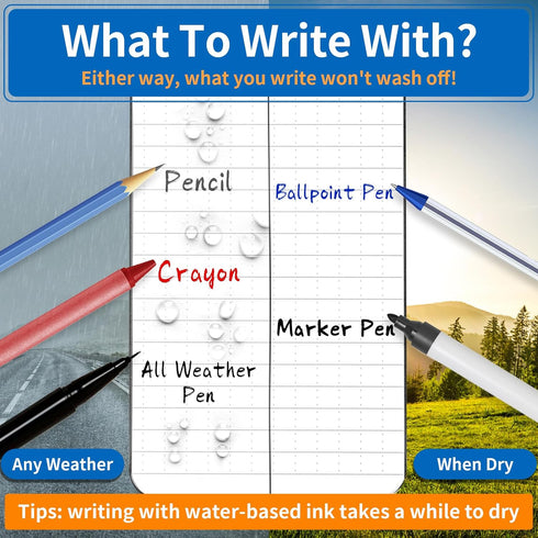 Waterproof Notebook, 3 x 5 Pocket Notepad, All Weather Small Pocket Notebook Stone Paper, Mini Spiral Notepad Weatherproof Police Notepad 100 Line...