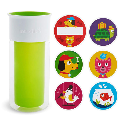 Munchkin® Miracle® 360 Insulated Sippy Cup, Includes Stickers to Customize Cup, 9 Ounce, Green...