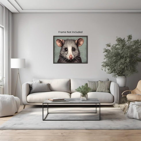 Posterizer 1 pcs- Portrait of a possum with pastel blue background-Art for Animal Lovers- Gift for Men Women Entrepreneur Teens-Living Room Bedroo...