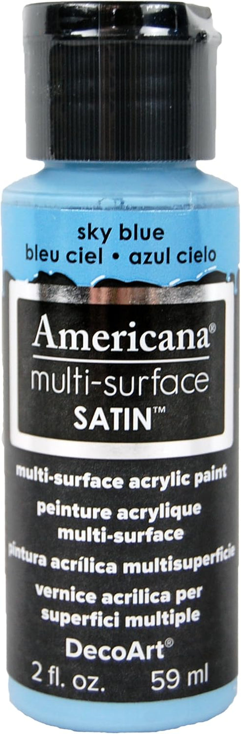 DecoArt Americana Multi-Surface Satin Acrylic Paint, 2-Ounce, Sky Blue (DA522-30)...