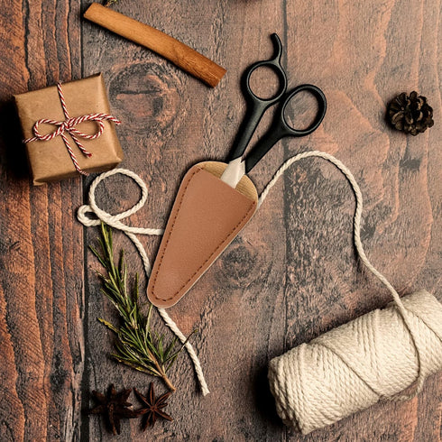 PATIKIL 2.9"x1.5" PU Leather Scissors Sheath, 6 Pack Scissors Cover Protector Portable Collect Bags for Eyebrow Trimming Beauty Tool Protection, D...