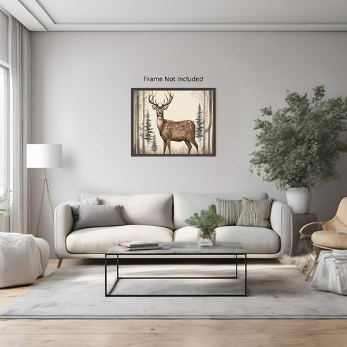 Posterizer 1 pcs- A deer in a foggy jungle with tall trees-Art for Animal Lovers-Landscape & Nature Art- Gift for Men Women Teens-Living Room Bed...